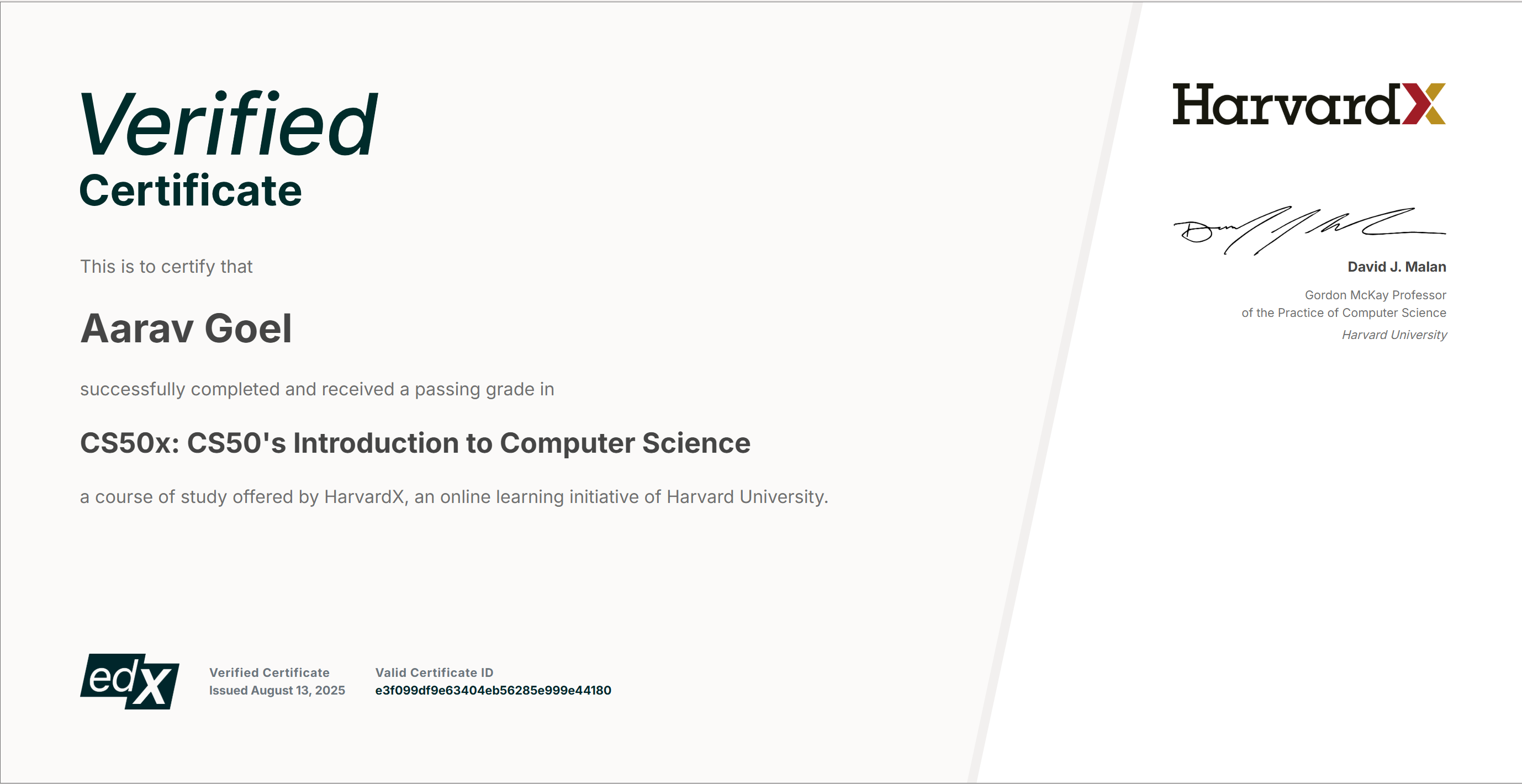 CS50x Certificate